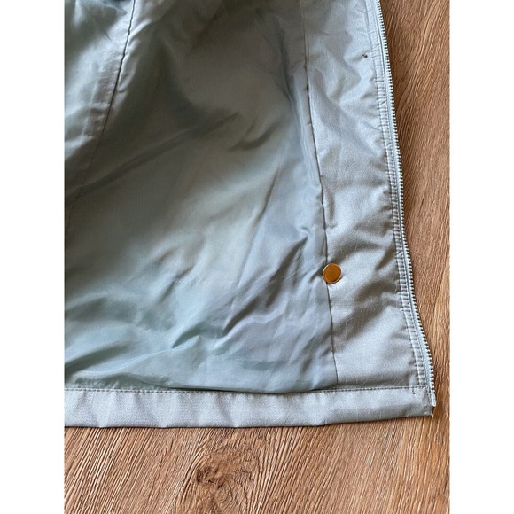 Vtg Fleet Street Metallic Teal Oversize Trench Raincoat Jacket Women's Medium - Picture 10 of 11